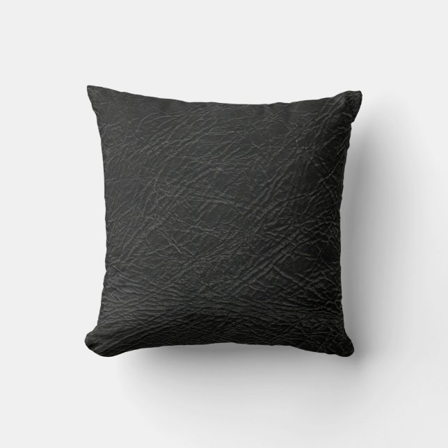 Coussin look cuir noir (Recto)