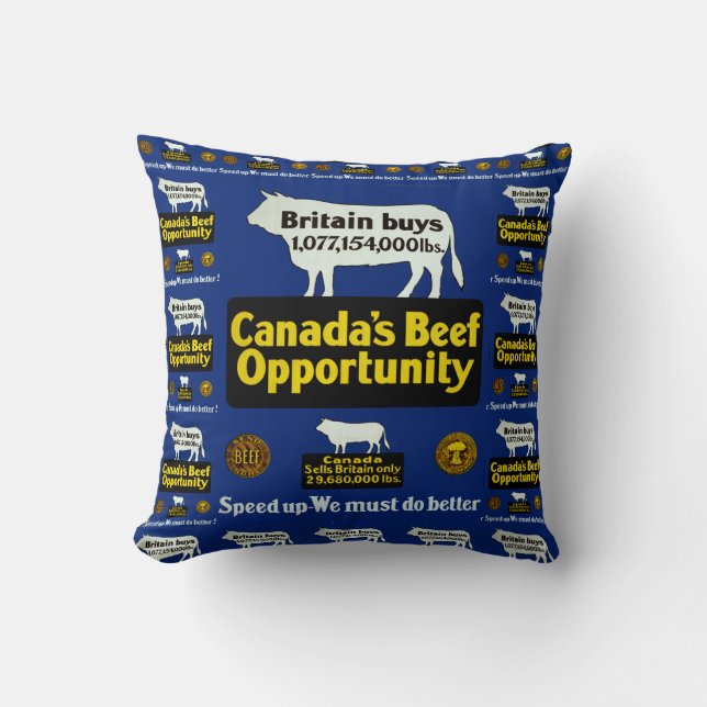 Coussin L'opportunité du boeuf canadien (Recto)