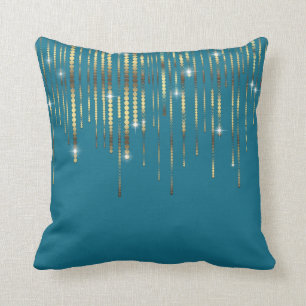 Coussin L'or bleu turquoise drapent l'étincelle de luxe de