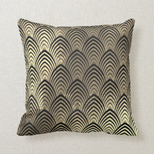 Coussin L'or de noir de sépia de Faux d'art déco mesure 