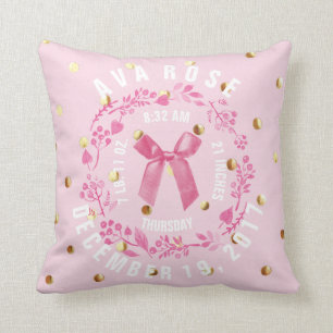 Coussin L'or de rose de bébé de stat de naissance