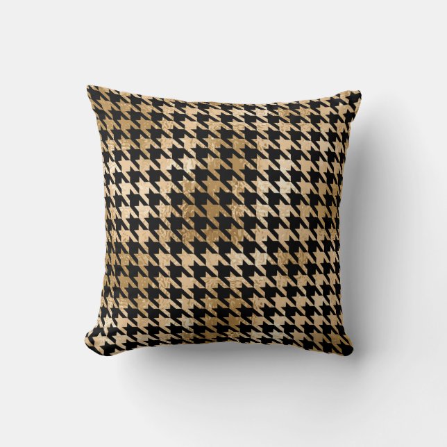 Coussin L'or métallique accroche la dent, motif de mode. (Recto)