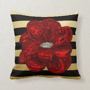 Coussin L'or noir unique élégant a fleuri jet de rose