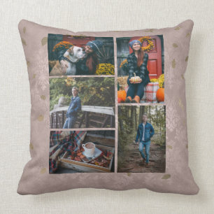 Coussin L'or rose de charme de collage de coutume/cinq