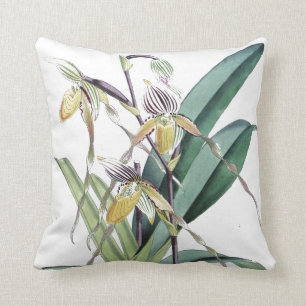 Coussin L'orchidée tropicale botanique vintage fleurit