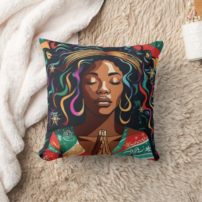 Coussin Lord Bless and Keep You Christmas Black Woman (Couverture)