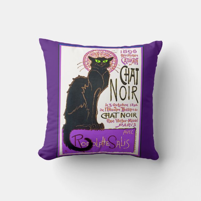 Coussin L'oreiller à lancer de chat noir (Recto)