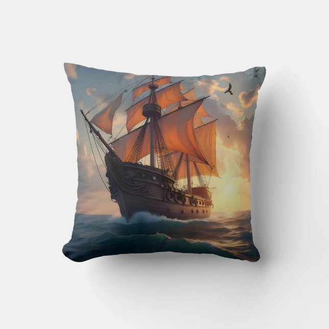 Coussin L'orgueil du capitaine – Jeté d'art de navire mari (Recto)