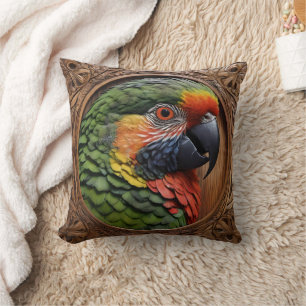 Coussin Lorikeet à arc-en-ciel australien encadré en bois,