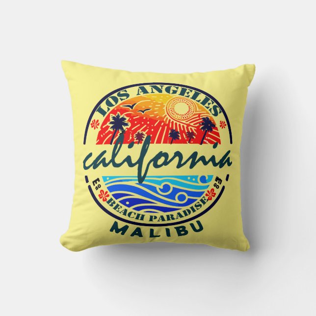 Coussin Los Angeles Beach Paradise Tour et Voyage (Recto)