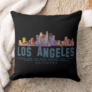 Coussin Los Angeles Skyline. Noms et coordonnées des zones