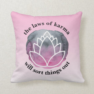 Coussin Lotus blancs Lows of Karma Citation inspirationnel
