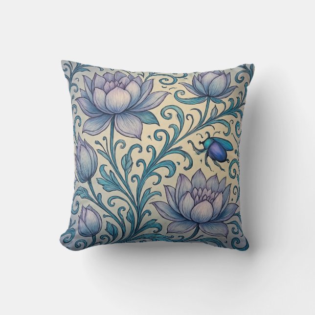 Coussin Lotus et Scarabée (Recto)