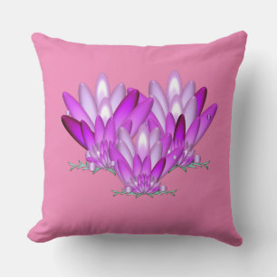 Coussin Lotus fleur rose sur arrière - plan rose
