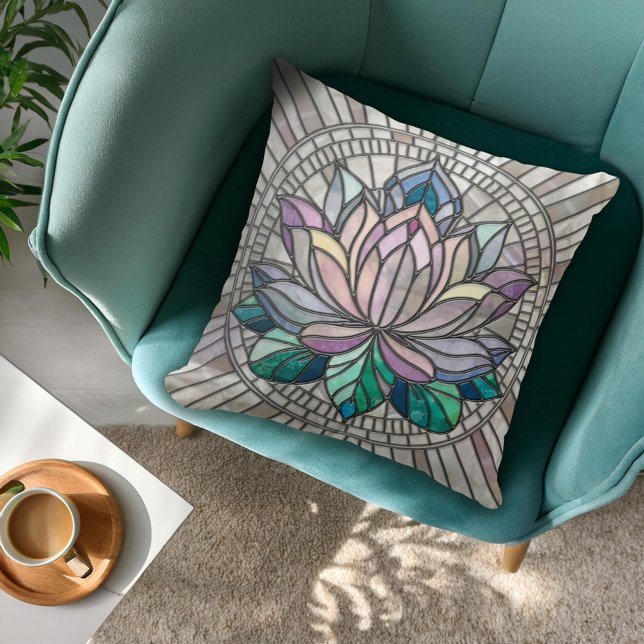 Coussin Lotus Flower Mosaic Art (Créateur téléchargé)