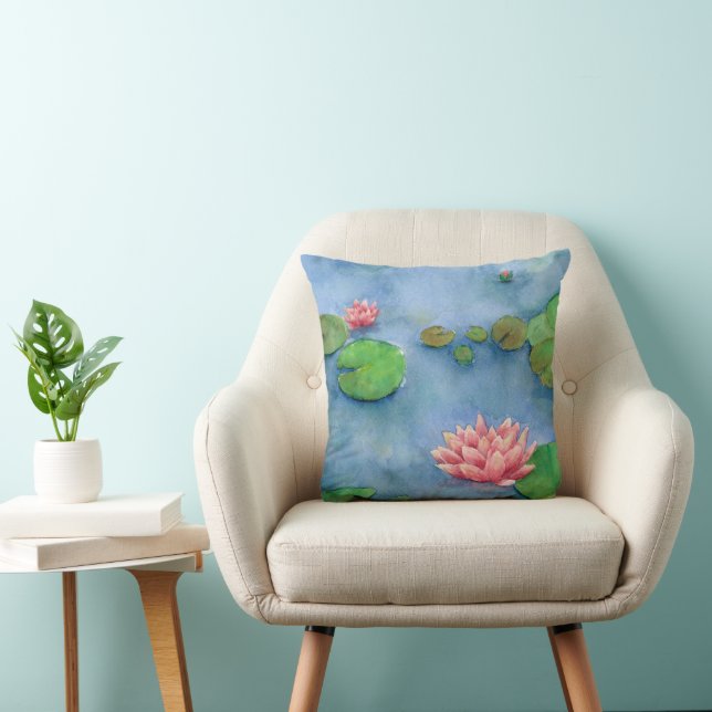 Coussin Lotus flower watercolor (Chaise)