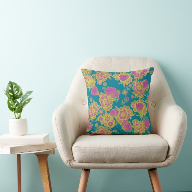 Coussin Lou Aqua 💙💜 Floral Baroque (Chaise)