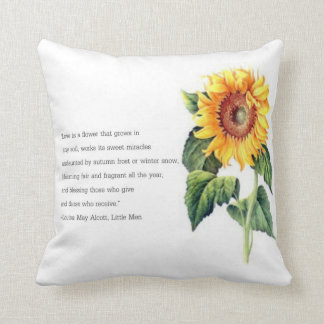 Coussin Louisa peut citation d'Alcott avec le tournesol