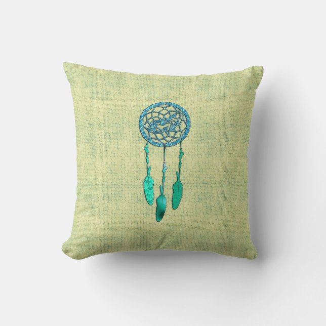 Coussin Loup à la mode Dreamcatcher de Natif américain (Recto)