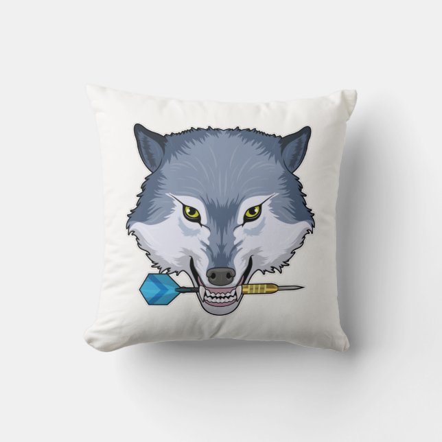 Coussin Loup aux fléchettes avec fléchette (Recto)