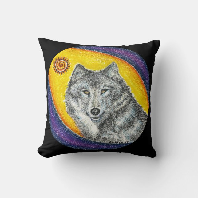 Coussin Loup curatif de chaman (Recto)