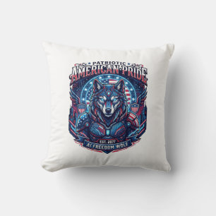 Coussin Loup Cyberpunk Futur Liberté Ai Patriotique