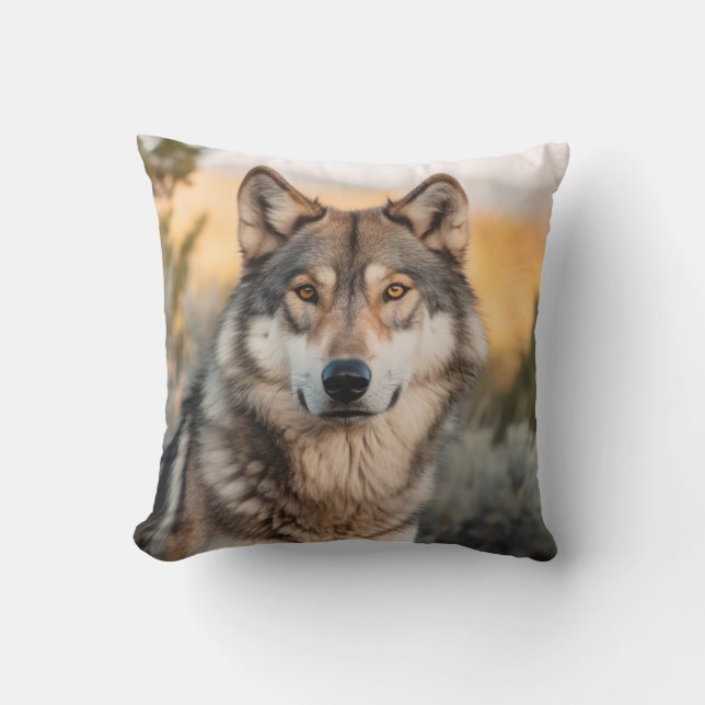 Coussin Loup dans la nature (Recto)
