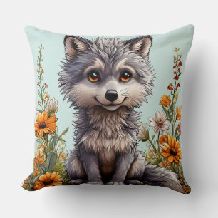 Coussin Loup de dessin animé adorable