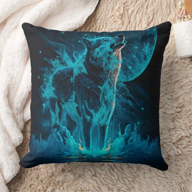 Coussin Loup de feu bleu (Couverture)