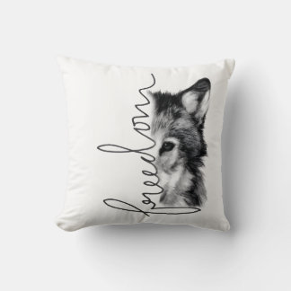 Coussin Loup de la liberté - Art minimaliste en ligne