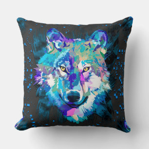 Coussin Loup Dessin de loup coloré Loup gris