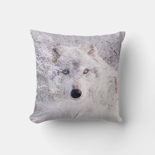 Coussin Loup d'hiver (Recto)