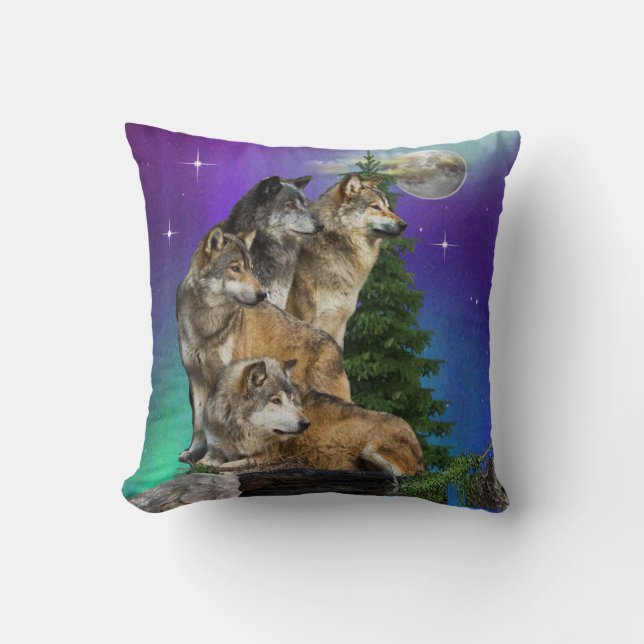 Coussin Loup et Lune (Recto)