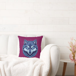 Coussin Loup Féroce – Symbole de Force et de Liberté