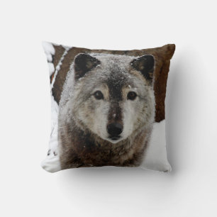 Coussin Loup gris dans la neige