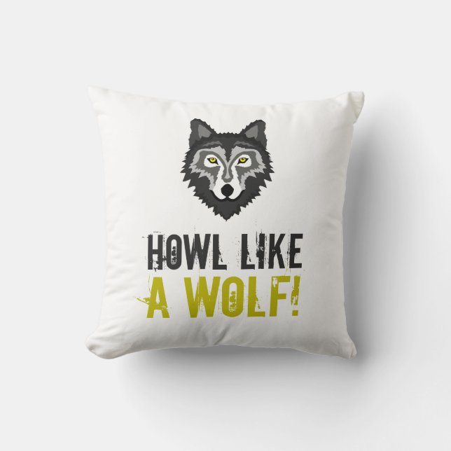 Coussin Loup gris, Howlike a Wolf (Recto)