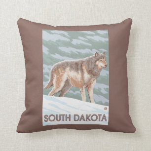 Coussin Loup gris StandingSouth Dakota