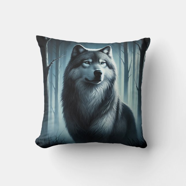 Coussin Loup majestueux (Recto)