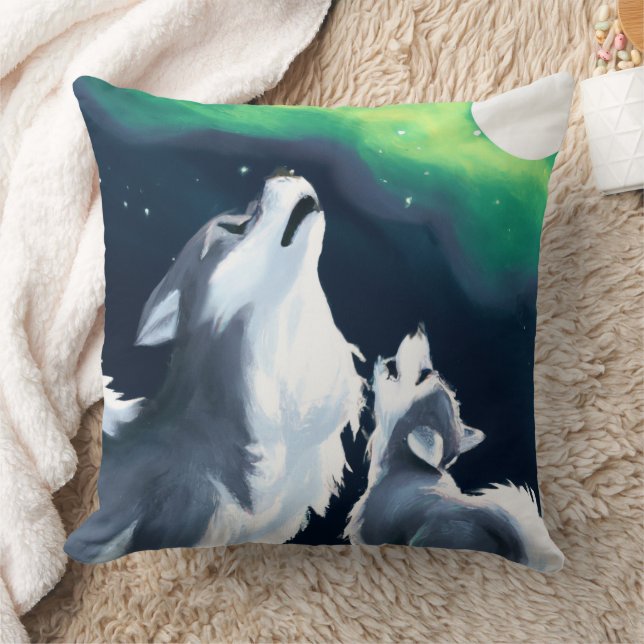 Coussin Loup mou et canard à Pleine lune (Couverture)