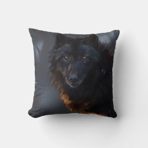 Coussin Loup noir