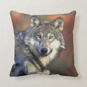 Coussin loup sauvage