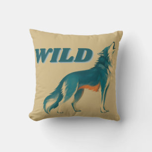 Coussin Loup Sauvage Vintage Nature Animale
