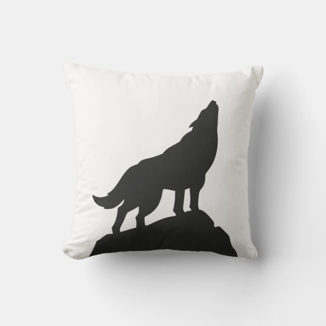 Coussin loup silhouette hurler - Choisir la couleur arrièr (Recto)