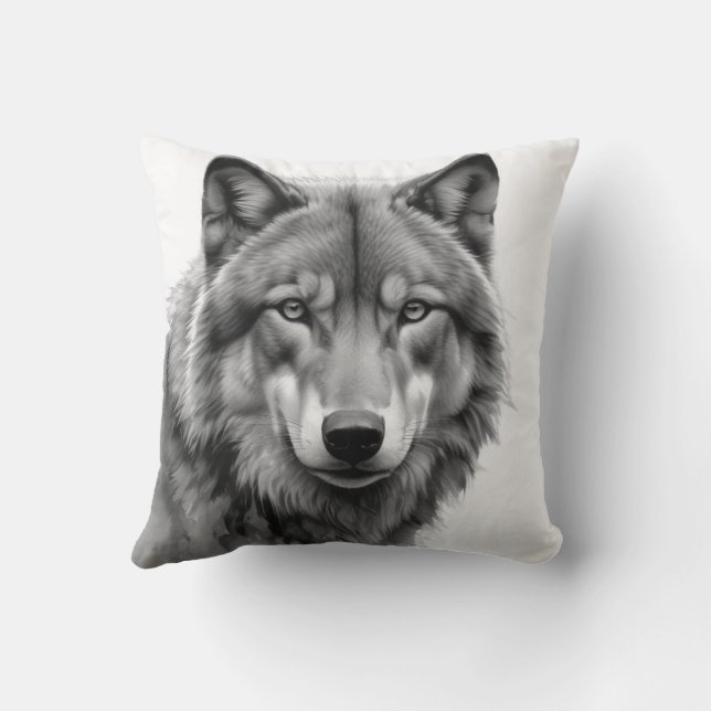 Coussin Loup solitaire masculin de Sigma (Verso)