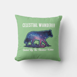 Coussin Loup solitaire silhouette de galaxie