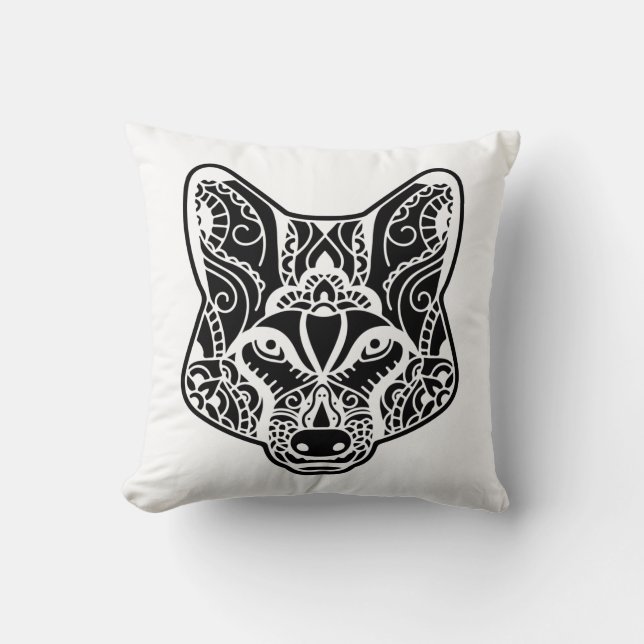 Coussin Loup tribal (Recto)