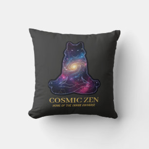 Coussin Loup Zen Cosmique Animal Spirituel de la Galaxie