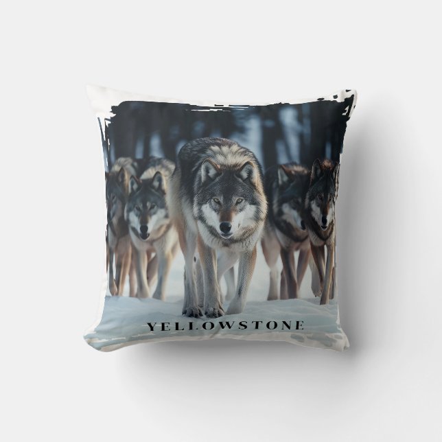 Coussin Loups de Yellowstone (Recto)
