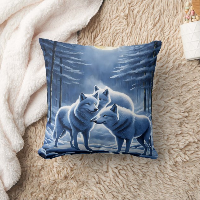 Coussin Loups enchantés sous la Pleine lune (Couverture)