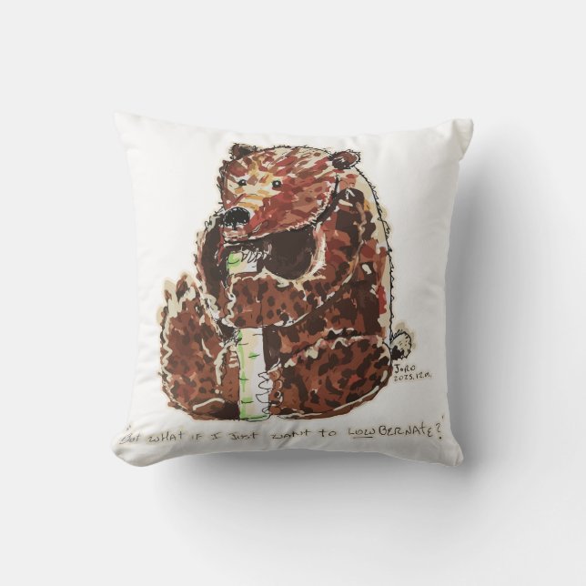 Coussin L'ours envisage l'hibernation (Recto)